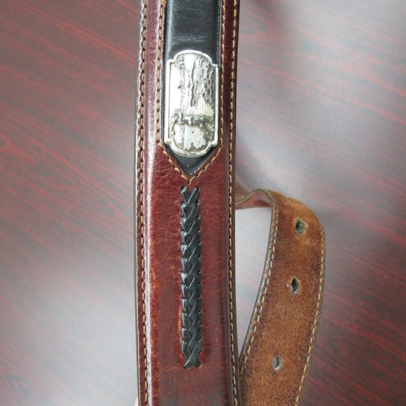 Onyx by Brighton Belt Mens Large Leather Silver Western Hardware 12000 Cowboy - Picture 6 of 11